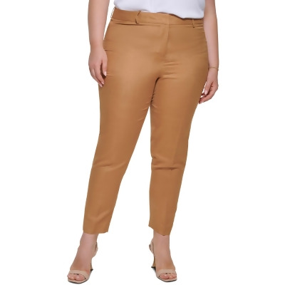 Calvin Klein Womens Plus Linen Blend Slim Fit Khaki Pants 