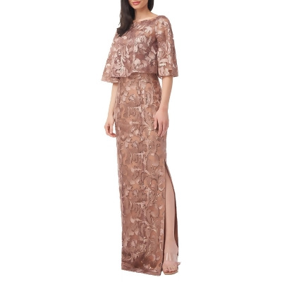 JS Collections Womens Evalina Metallic Long Evening Dress 