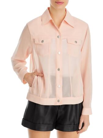 &BASICS Womens Chiffon Short Trucker Jacket 