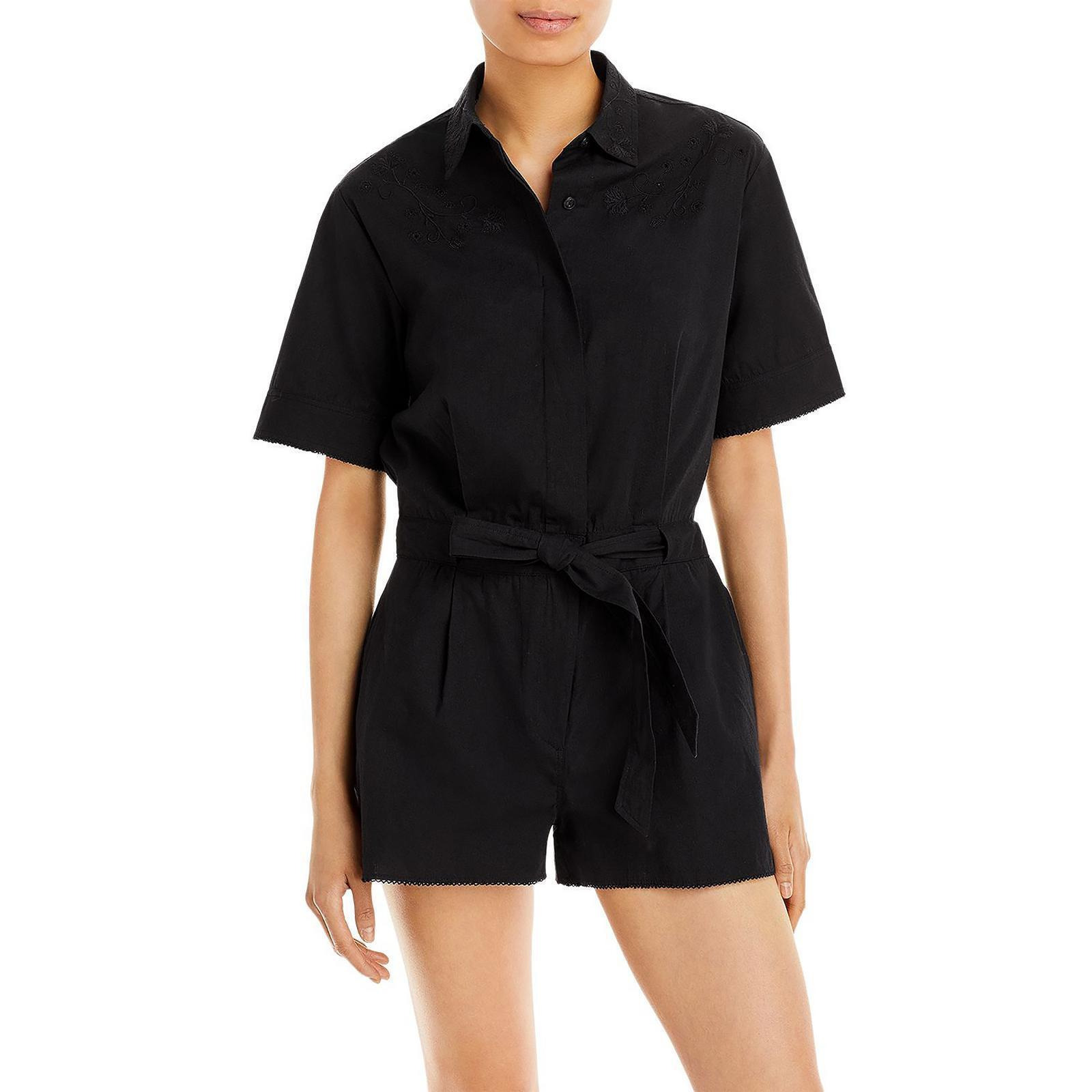 Rag & Bone Womens Embroidered Button Up Romper