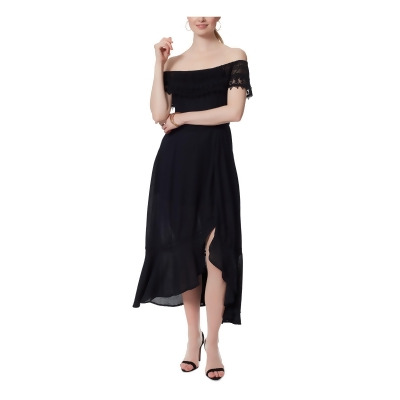 Jessica Simpson Womens Lace-Trim Tea-Length Fit & Flare Dress 