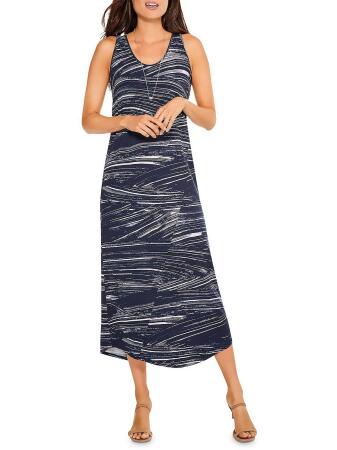 Nic + Zoe Womens Brushed Waves Printed Casual Maxi Dress 