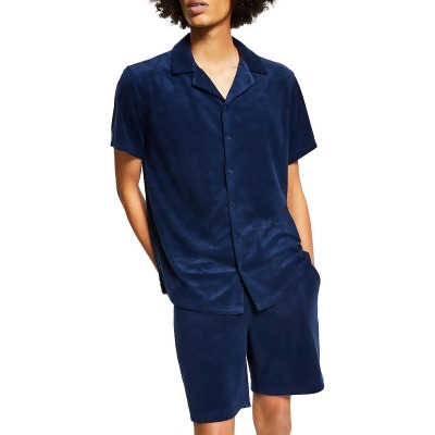 And Now This Mens Terry Cloth Short Sleeve Button-Down Shirt 