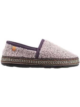 Acorn Womens Faux Fur Woven Trim Fleece Slippers 