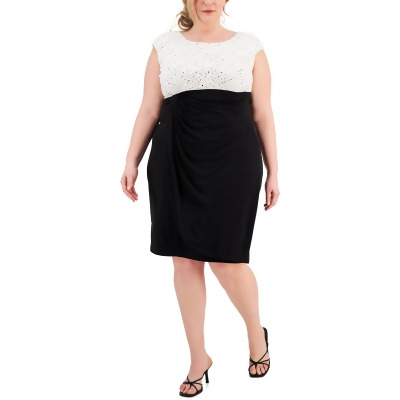 Connected Apparel Womens Plus Lace Embellished Cocktail and Party Dress 