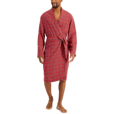 Club Room Mens Plaid Sleepwear Robe 