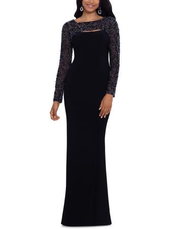 Betsy & Adam Womens Petites Cut-Out Long Evening Dress 