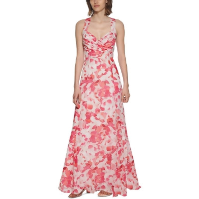 Calvin Klein Womens Floral Print Maxi Evening Dress 