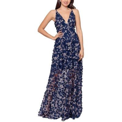 Xscape Womens Embroidered Fit & Flare Evening Dress 