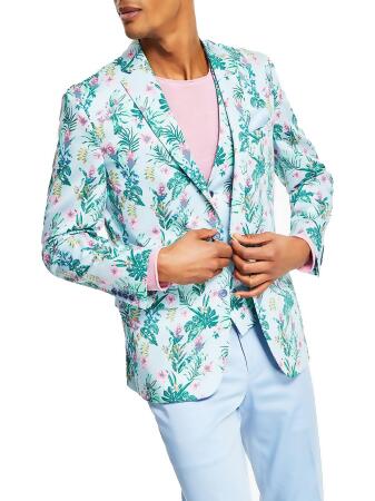 Bar III Mens Floral Print Slim Fit Suit Jacket 