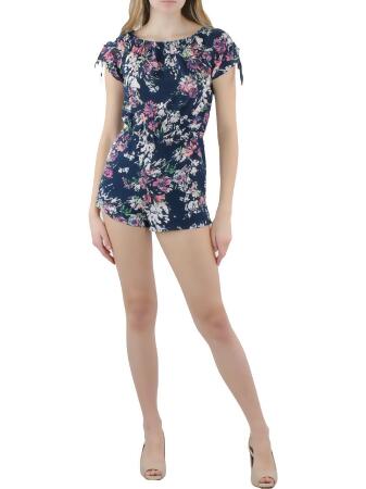 Aqua Girls Floral Print Off-The-Shoulder Romper 