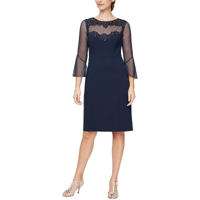 Alex Evenings Womens Embellished Midi Cocktail and Party Dress 