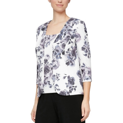 Alex Evenings Womens Printed Layering Blouse 