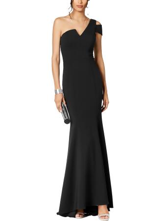 Betsy & Adam Womens Petites Asymmetric One Shoulder Evening Dress 