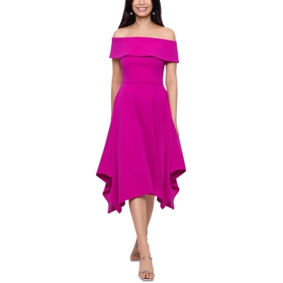X by Xscape Womens Handkerchief Hem Off-The-Shoulder Cocktail and Party Dress 
