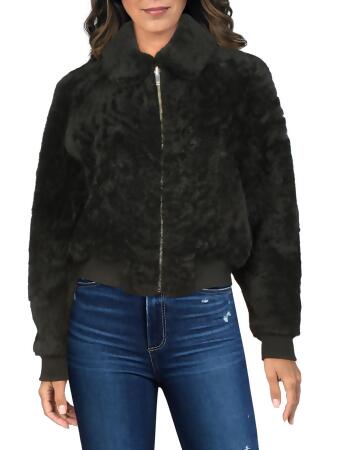 Theory Womens Dolman Leather Shearling Bomber Jacket