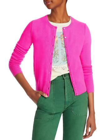 Aqua Womens Cashmere Crewneck Cardigan Sweater 