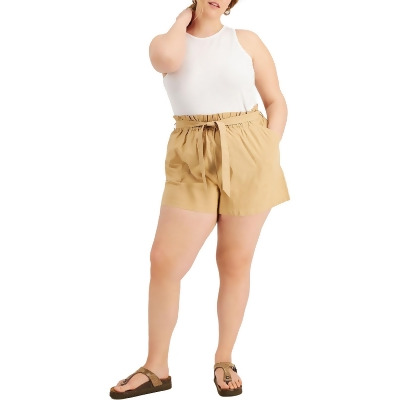 And Now This Womens Plus Paper Bag Short High-Waist Shorts 