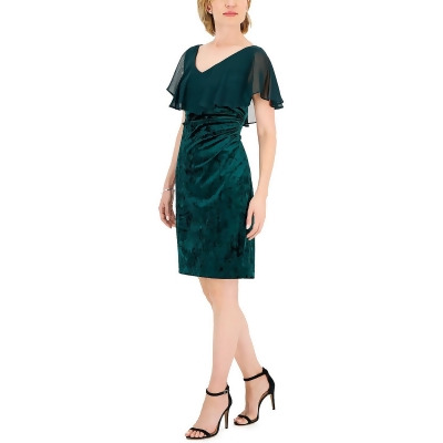 Connected Apparel Womens Velvet Chiffon Cocktail and Party Dress 