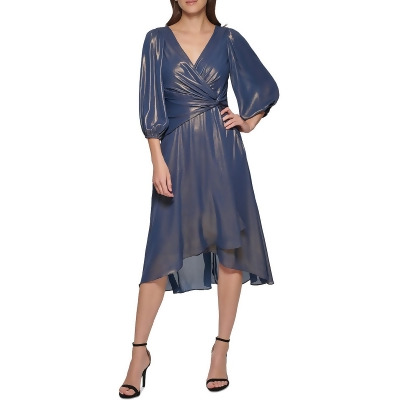 DKNY Womens Iridecent Midi Cocktail and Party Dress 
