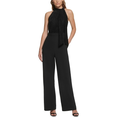 Vince Camuto Womens Halter Mixed Media Jumpsuit 
