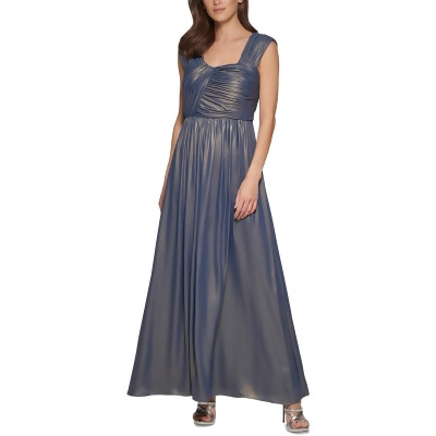 DKNY Womens Shimmer Ruched Evening Dress 