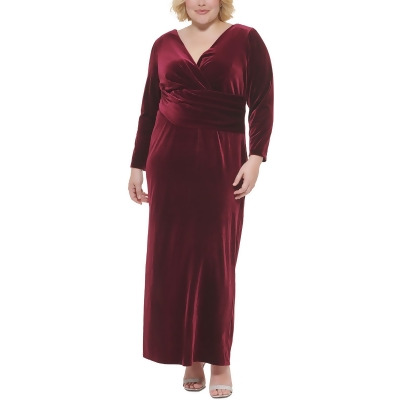 Eliza J Womens Plus Velvet Surplice Evening Dress 