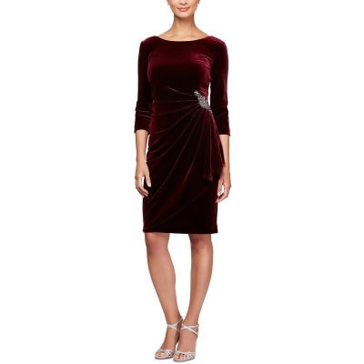 Alex Evenings Womens Velvet Knee Cocktail and Party Dress 