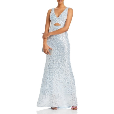 Betsy & Adam Womens Sequined Cut-Out Evening Dress 