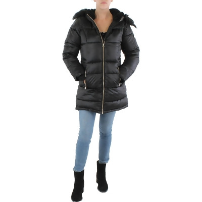 Jessica Simpson Womens Faux Fur Quilted Puffer Jacket 