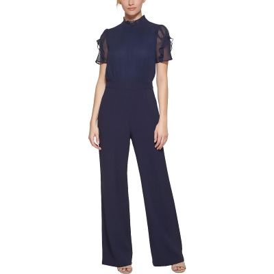 Vince Camuto Womens Mixed Media Wide Leg Jumpsuit 