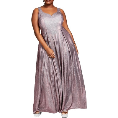 B. Darlin Womens Plus Metallic Prom Evening Dress 