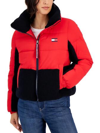 Tommy hilfiger hooded colorblock puffer coat store