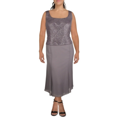Alex Evenings Womens Plus Knit Glitter Cocktail and Party Dress 
