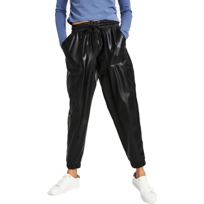Tommy Jeans Womens Faux Leather High Rise Jogger Pants 