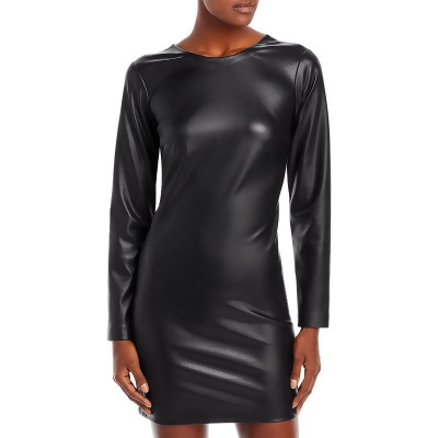 Aqua Womens Faux Leather Mini Cocktail and Party Dress 