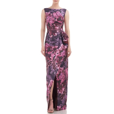 Kay Unger New York Womens Floral Cascade Ruffle Evening Dress 