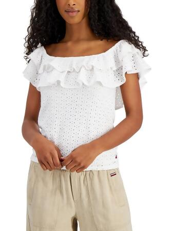 Tommy Hilfiger Womens Eyelet Lined Off the Shoulder