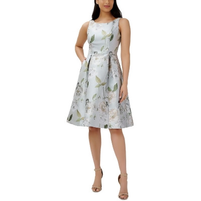 Adrianna Papell Womens Jacquard Floral Fit & Flare Dress 