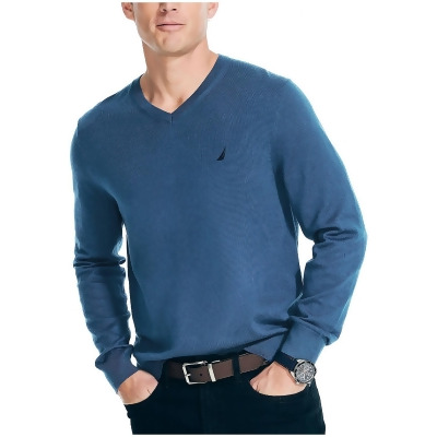 Nautica Mens Logo Long Sleeves V-Neck Sweater 
