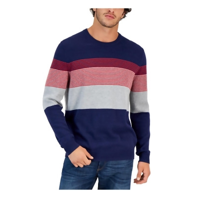 Club Room Mens Striped Cotton Crewneck Sweater 