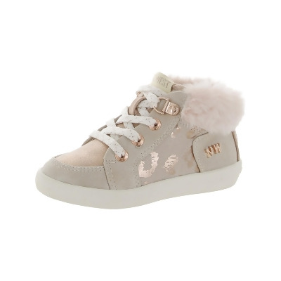 Nine West Girls Lil Luna Toddler Faux Fur Trim Casual and Fashion Sneakers 