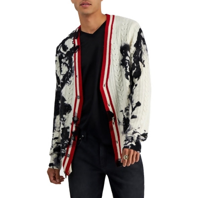INC Mens Gerard Wool Cable Knit Cardigan Sweater 