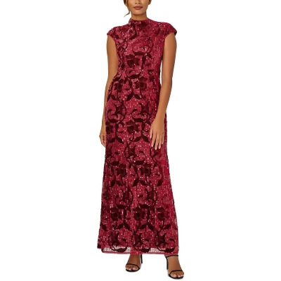 Adrianna Papell Womens Embroidered Velvet Inset Evening Dress 