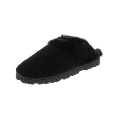 Dr. Scholl's Shoes Womens Sunday Knit Faux Fur Scuff Slippers 