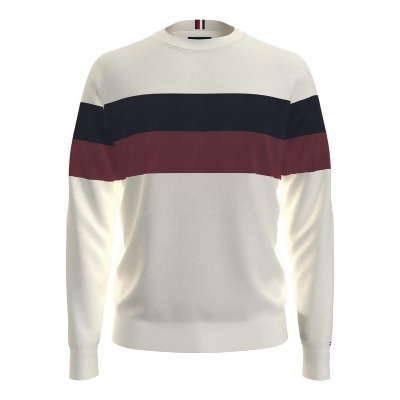 Tommy Hilfiger Mens Cotton Striped Crewneck Sweater 