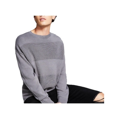 And Now This Mens Crewneck Mixed Media Pullover Sweater 