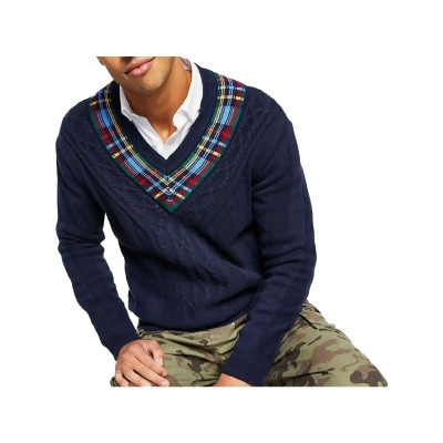 Nautica Mens Cable Knit V Neck Pullover Sweater 