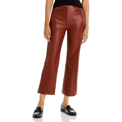T Tahari Womens Faux Leather Cropped Bootcut Pants 