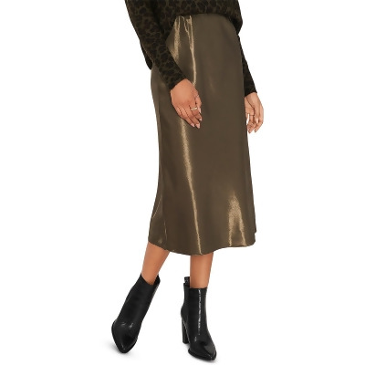 Vince Camuto Womens Satin A-Line Midi Skirt 